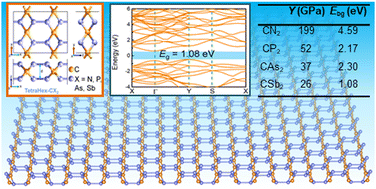 Graphical abstract: Two dimensional monolayers TetraHex-CX2 (X = N, P, As, and Sb) with superior electronic, mechanical and optical properties
