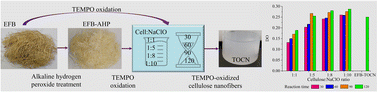 Graphical abstract: Influence of reaction variables on the surface chemistry of cellulose nanofibers derived from palm oil empty fruit bunches