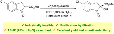 Graphical abstract: Efficient and convenient synthesis of methyl (S)-5-chloro-2-hydroxy-1-oxo-2,3-dihydro-1H-indene-2-carboxylate: a key intermediate for (S)-indoxacarb using aqueous TBHP as oxidant