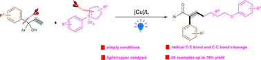Graphical abstract: Light/copper catalysis in 1,2-alkylarylation of allylic alcohols with sulfonium salts involving radical 1,2-aryl migrations