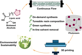 Graphical abstract: On-demand manufacture of circular 3D-printable resins