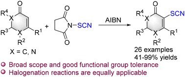 Graphical abstract: Selective C(sp2)–H bond radical thiocyanation of cyclic α,β-unsaturated ketones