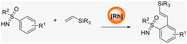 Graphical abstract: Rh(iii)-catalyzed C–H alkenylation of NH-sulfoximine with vinylsilanes