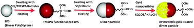 Graphical abstract: Asymmetric functionalization of colloidal dimer particles with gold nanoparticles