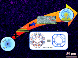 Graphical abstract: Fabrication and non-covalent modification of highly oriented thin films of a zeolite-like metal–organic framework (ZMOF) with rho topology