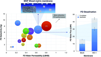Graphical abstract: The impact of MOF feasibility to improve the desalination performance and antifouling properties of FO membranes