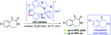 Graphical abstract: Design of oxa-spirocyclic PHOX ligands for the asymmetric synthesis of lorcaserin via iridium-catalyzed asymmetric hydrogenation