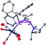 Graphical abstract: Synthesis of azadiphosphiridine complexes. Theoretical studies on ring formation, the P-to-P′ metal shift and the resulting nitrogen geometry