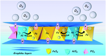 Graphical abstract: Enhancing the coupling effect in a sandwiched FeNiPS3/graphite catalyst derived from graphite intercalation compounds for efficient oxygen evolution reaction