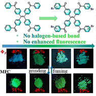 Graphical abstract: Revisiting the anti-heavy-atom effect: absence of halogen-based bonding and lack of enhanced aggregation-induced emission in bromine-substituted tetraphenylethylene derivatives