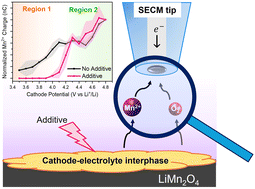 Graphical abstract: Potential dependent degradation of spinel LiMn2O4 (LMO) and related structures assessed via manganese- and oxygen-sensitive scanning electrochemical microscopy