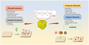 Graphical abstract: Strategies to improve the performance of polyetheretherketone (PEEK) as orthopedic implants: from surface modification to addition of bioactive materials