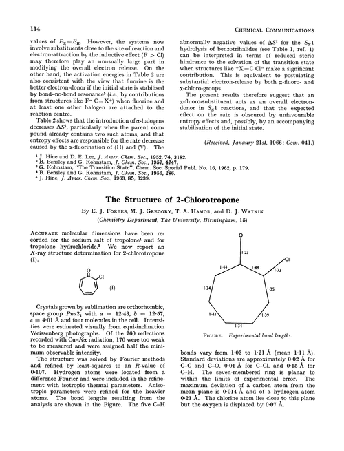 The structure of 2-chlorotropone