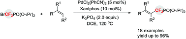 Graphical abstract: Palladium-catalyzed phosphonyldifluoromethylation of alkenes with bromodifluoromethylphosphonate