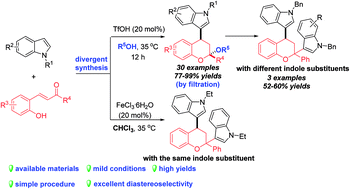 Graphical abstract: Diastereoselective construction of 4-indole substituted chromans bearing a ketal motif through a three-component Friedel–Crafts alkylation/ketalization sequence