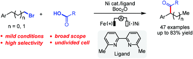 Graphical abstract: Nickel-catalyzed electrochemical reductive relay cross-coupling of alkyl halides with alkyl carboxylic acids