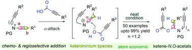 Graphical abstract: Metal-free stereoselective addition of propiolic acids to ynamides: a concise synthetic route to highly substituted enediyne/dienyne-(E)-N,O-acetals