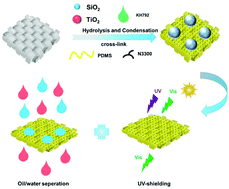 Graphical abstract: Robust multifunctional fluorine-free superhydrophobic fabrics for high-efficiency oil–water separation with ultrahigh flux