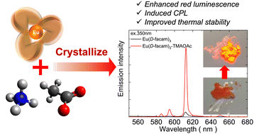 Graphical abstract: Thermally stable and strongly emitted CPL in Eu(d-facam)3 hybrid solids with an alkylammonium salt
