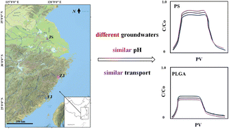 Graphical abstract: Limited effects of different real groundwaters from three coastal cities in China on the transport of low-concentration nanoplastics in quartz sand