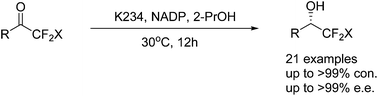 Graphical abstract: Biocatalytic asymmetric reduction of fluoroalkyl ketones to access enantiopure fluoroalkyl secondary alcohols