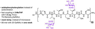 Graphical abstract: Rapid building block-economic synthesis of long, multi-O-GalNAcylated MUC5AC tandem repeat peptides