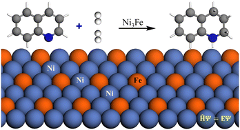 Graphical abstract: Identification of Ni3Fe alloy as a candidate catalyst for quinoline selective hydrogenation with computations