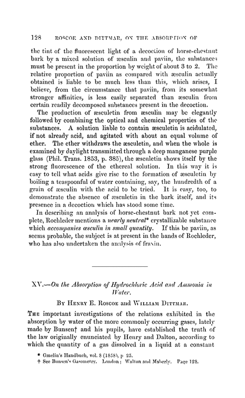 XV.—On the absorption of hydrochloric acid and ammonia in water