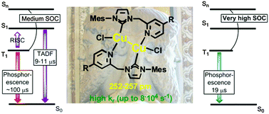 Graphical abstract: Cuprophilic interactions in highly luminescent dicopper(i)–NHC–picolyl complexes – fast phosphorescence or TADF?