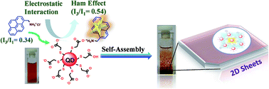 Graphical abstract: Electrostatically driven self-assembly of CdTe nanoparticles with organic chromophores probed via Ham effect