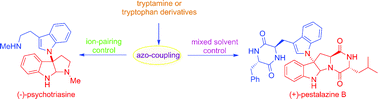 Graphical abstract: Enantioselective and diastereoselective azo-coupling/iminium-cyclizations: a unified strategy for the total syntheses of (−)-psychotriasine and (+)-pestalazine B