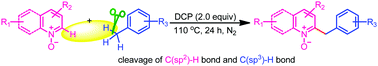 Graphical abstract: Benzylation of heterocyclic N-oxides via direct oxidative cross-dehydrogenative coupling with toluene derivatives
