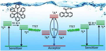 Graphical abstract: Photochemical upconversion in water