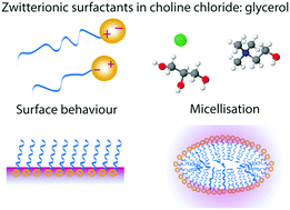 Graphical abstract: Self-assembly and surface behaviour of pure and mixed zwitterionic amphiphiles in a deep eutectic solvent