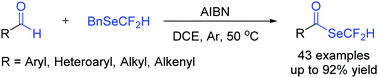 Graphical abstract: Synthesis of difluoromethylselenoesters from aldehydes via a radical process