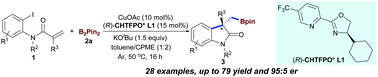 Graphical abstract: Copper-catalyzed enantioselective arylboronation of activated alkenes leading to chiral 3,3′-disubstituted oxindoles