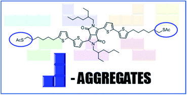 Graphical abstract: Peripherical thioester functionalization induces J-aggregation in bithiophene-DPP films and nanoparticles