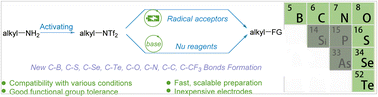 Graphical abstract: Alkyl bistriflimidate-mediated electrochemical deaminative functionalization