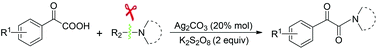 Graphical abstract: Silver-catalyzed amidation of benzoylformic acids with tertiary amines via selective carbon–nitrogen bond cleavage