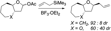 Graphical abstract: Effect of conformational rigidity on the stereoselectivity of nucleophilic additions to five-membered ring bicyclic oxocarbenium ion intermediates