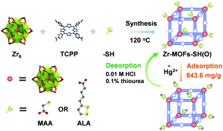 Graphical abstract: One-pot synthesis of mercapto functionalized Zr-MOFs for the enhanced removal of Hg2+ ions from water