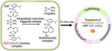 Graphical abstract: Niacin-ligated platinum(iv)–ruthenium(ii) chimeric complexes synergistically suppress tumor metastasis and growth with potentially reduced toxicity in vivo