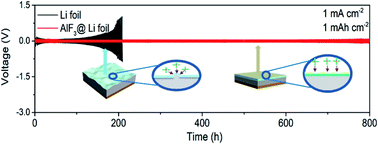 Graphical abstract: Dendrite-free and air-stable lithium metal batteries enabled by electroless plating with aluminum fluoride