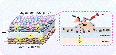 Graphical abstract: Lattice doping and NiO synergistic decoration for enhanced CO2 electrolysis in solid oxide electrolysis cells