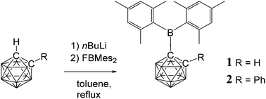 Graphical abstract: Syntheses and reductions of C-dimesitylboryl-1,2-dicarba-closo-dodecaboranes