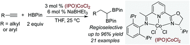 Graphical abstract: Synthesis of 1,1-diboronate esters by cobalt-catalyzed sequential hydroboration of terminal alkynes