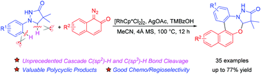 Graphical abstract: An unusual reaction mode of 1-phenylpyrazolidinones toward diazonaphthalen-2(1H)-ones featuring cascade C(sp2)–H and C(sp3)–H bond cleavage