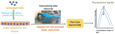 Graphical abstract: Fluorescent fiber-optic device sensor based on carbon quantum dot (CQD) thin films for dye detection in water resources