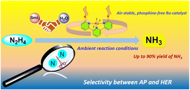 Graphical abstract: Ammonia synthesis by the reductive N–N bond cleavage of hydrazine using an air-stable, phosphine-free ruthenium catalyst