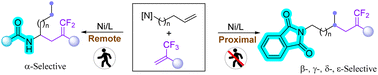 Graphical abstract: Auxiliary-controlled regiodivergent NiH-catalyzed gem-difluoroallylation of alkenyl amines via defluorinative olefin cross-coupling
